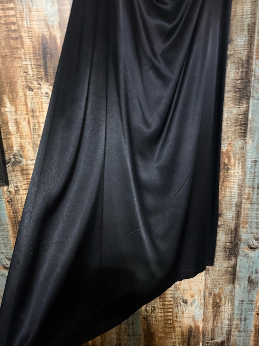 Classic Black Satin Maxi Skirt - Women’s Flowing A-Line